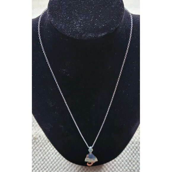 FREDERIC DUCLOS 925 Sterling Silver Copper Modernist Drop Pendant Necklace - Picture 7 of 9